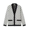 GUCCI REVERSIBLE GG WOOL JACQUARD CARDIGAN BLACK AND WHITE