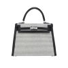 HERMES KELLY 25 TOILE QUADRILLE CANVAS SWIFT BLACK PHW 25CM