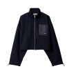 MIUMIU ZIPPERED FLEECE JACKET NAVY MJLA09