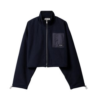 MIUMIU ZIPPERED FLEECE JACKET NAVY MJLA09