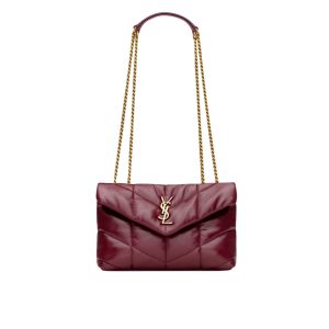 SAINT LAURENT TOY PUFFER IN SHINY LEATHER BURGUNDY