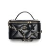 CHANEL LONG VANITY WITH CHAIN GRAINED SHINY AND GOLDCTONE METAL BLACK