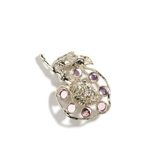 CHANEL BROOCH METAL GLASS AND STRASS GOLD