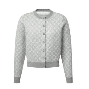 LOUIS VUITTON MONOGRAM BRUSHED KNIT CARDIGAN GREY
