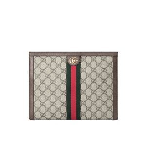 GUCCI OPHIDIA POUCH BEIGE GG SUPREME CANVAS 26CM