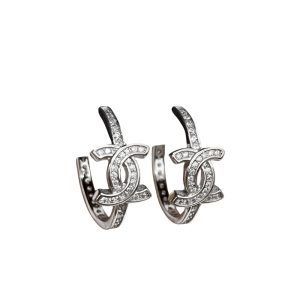 CHANEL CC MARK HOOP EARRINGS IN SILVER