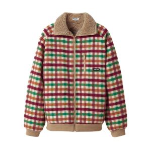 MIUMIU FLEECE LINED CHECKED BLOUSON JACKET MULTICOLOR