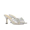 GUCCI WOMEN SLIDE SANDAL WITH CRYSTAL INTERLOCKING G SILVER