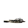GUCCI WOMEN SLIDE WITH CRYSTAL INTERLOCKING G BLACK LEATHER