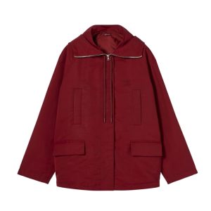 GUCCI HOODED FABRIC JACKET WITH LOGO ROSSO ANCORA RED 823752 ZAR16 6052