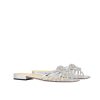 GUCCI WOMEN SLIDE WITH CRYSTAL INTERLOCKING G SILVER LEATHER 852357 BNC00 1001