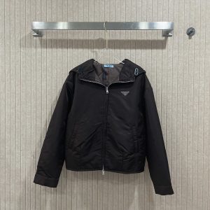 PRADA RE NYLON HOODED BLOUSON JACKET BLACK SGB685 1WQ8 F0002 S 211