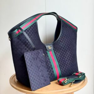 GUCCI GIGLIO LARGE TOTE BAG DARK BLUE 60CM
