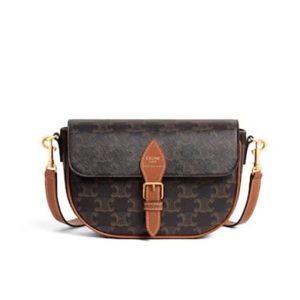 Celine FOLCO SHOULDER BAG IN Triomphe Canvas and Calfskin
