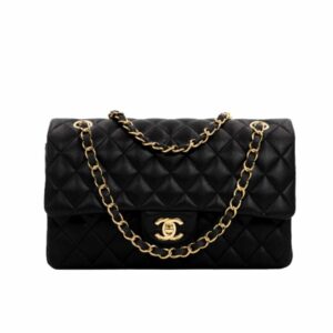 Chanel Classic Flap Black Gold Hardware 25Cm