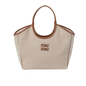 MIUMIU IVY TOTE BAG BEIGE AND BRANDY 38CM