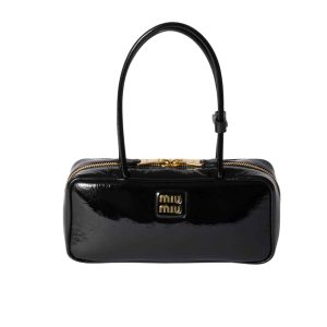 MIUMIU BEAU NAPLAK PATENT BAG BLACK 28CM