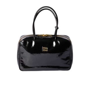 MIUMIU BEAU NAPLAK PATENT  BAG BLACK 35CM