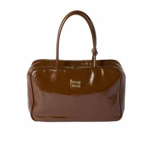 MIUMIU BEAU NAPLAK PATENT  BAG PALISANDER 35CM