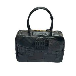MIUMIU PATCHWORK BEAU BAG BLACK 35CM
