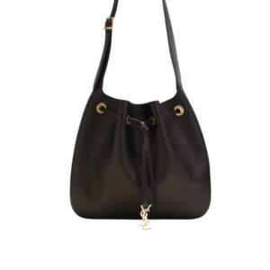Saint Laurent Paris VII Medium Flat Hobo Bag In Smooth Black 28Cm 697941AAAMD1000