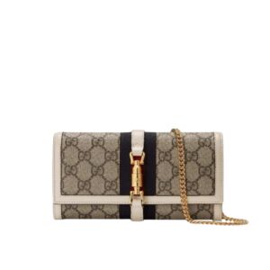 Gucci Jackie 1961 Continental Chain Wallet GG Brown 19Cm 652681 HUHHG 9794