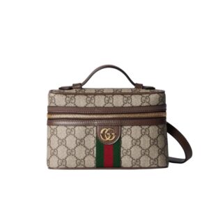 Gucci Ophidia Small Vanity Bag Beige And Dark Brown 18Cm