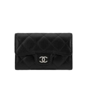 Chanel Classic Card Holder Grain Leather Black With Silver Hardware 11Cm AP0214 Y01588 C3906