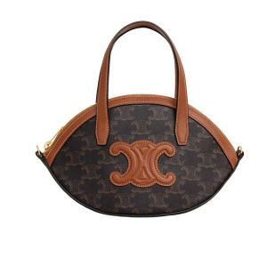 CELINE OAL BAG IN TRIOMPHE CANVAS TAN 24CM 122262BZJ 04LU