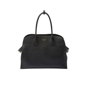 PRADA LARGE TOTE BAG WITH BUCKLES BLACK 32CM