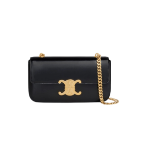 CELINE CHAIN BOX TRIOMPHE BAG IN SHINY CALFSKIN BLACK