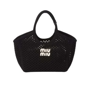 MIUMIU IVY MESH BAG IN BLACK 27CM 5BG281 2F8E F0N12 V OOO
