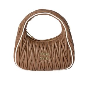 MIUMIU WANDER MATELASSÉ BAG MARBLE COGNAC AND WHITE 20CM 5BC125 2IBS F031W V OOF