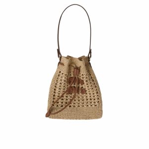 MIUMIU WOVEN FABRIC MINI BAG BEIGE 22CM 5ND016 2DO1 F0A5T