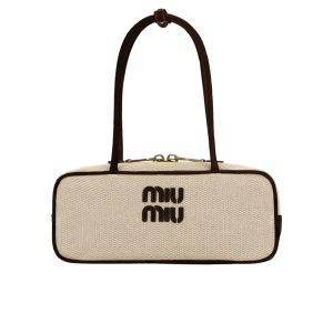 MIUMIU WOMEN'S CANVAS AND  BAG BLACK 27CM