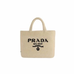 Prada Raffia Tote Bag In Beige 29Cm