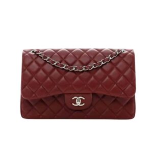Chanel Classic Double Flap Bag Plum Red 25Cm