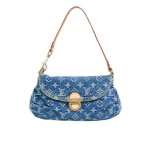 Louis Vuitton Pleaty Handbag Monogram Denim Blue 26Cm M95050