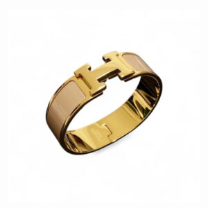 Hermes Clic H Wide Bracelet Gold & Beige