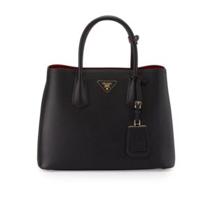 Prada Saffiano Cuir Double Small Tote Bag Black 30Cm