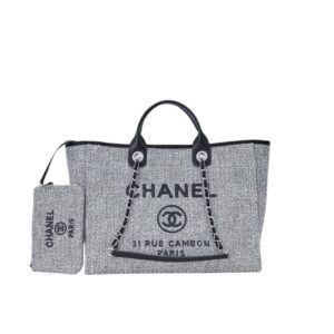 Chanel Large Deauville Tote Bag Bicolor Gray 40Cm