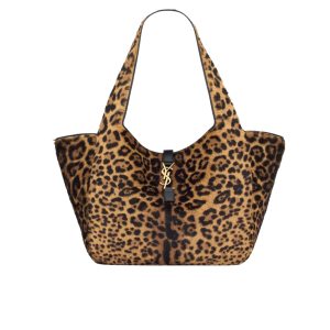 SAINT LAURENT LE 5 À 7 BEA IN PONY HAIR LEOPARD 31CM
