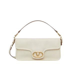 VALENTINO GARAVANI VLOGO 1960 NAPPA SHOULDER BAG WHITE 28CM