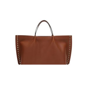 VALENTINO GARAVANI ROCKSTUD  TOTE BROWN 36CM