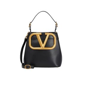VALENTINO GARAVANI SUPERVEE  BUCKET BAG BLACK 20CM