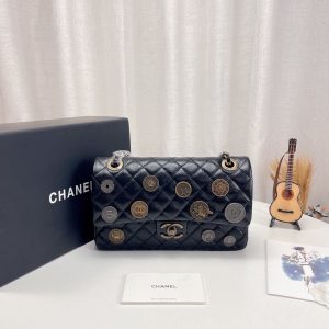 Chanel Coin Medallion Flap Bag Quilted Aged Calfskin Medium