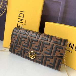 Fendi Continental with Chain - Brown - Clutches