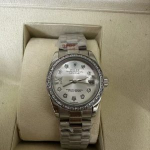 ROLEX DATEJUST DIAMOND BEZEL OYSTER WHITE GOLD PURPLE 31MM