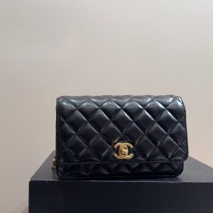 CHANEL DIAMOND BALL LAMBSKIN BLACK