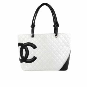 Chanel Cambon Line Large Tote Bag In White And Black 41Cm